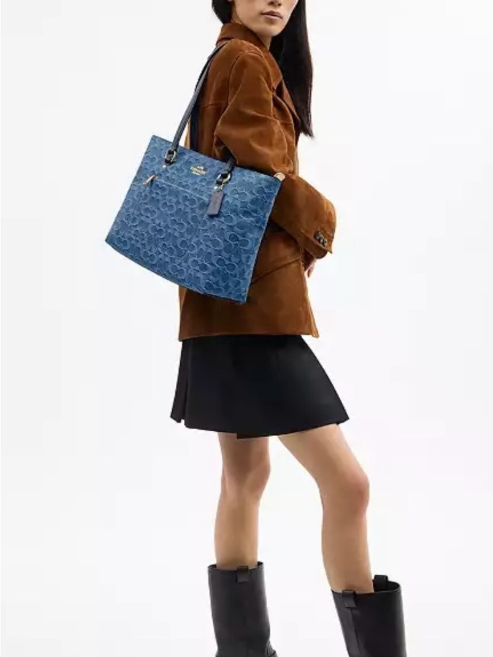 Coach Station Tote Bag In Signature Denim NWT - Picture 2 of 6